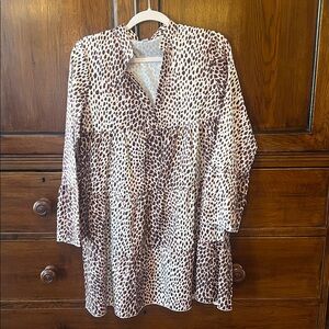 Leopard Print Long Sleeve Mini Dress